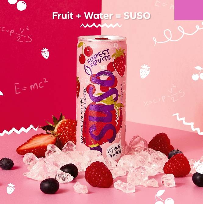 Fruit plus Water equals Suso